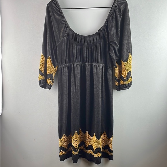 Uncle Frank Black and Gold Embroidered Boho Dress Size M - Picture 6 of 9